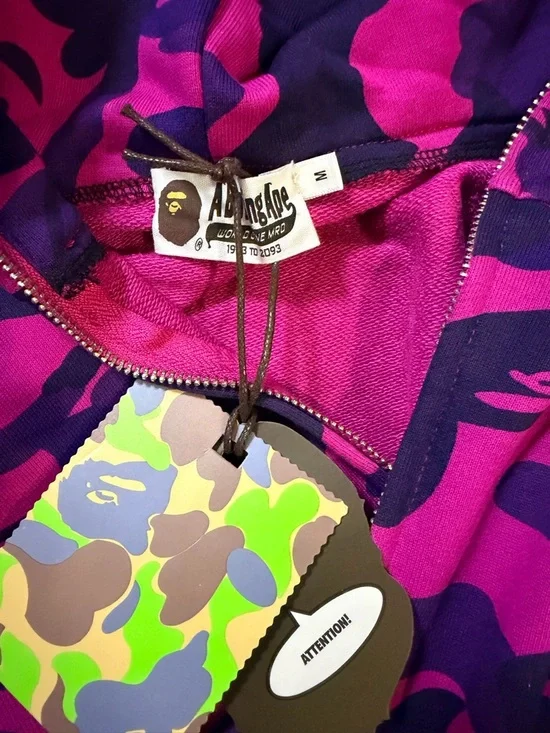 Bape Men’s Zip Up Sweater — Pink, Purple, Black, Yellow - Picture 3 of 7